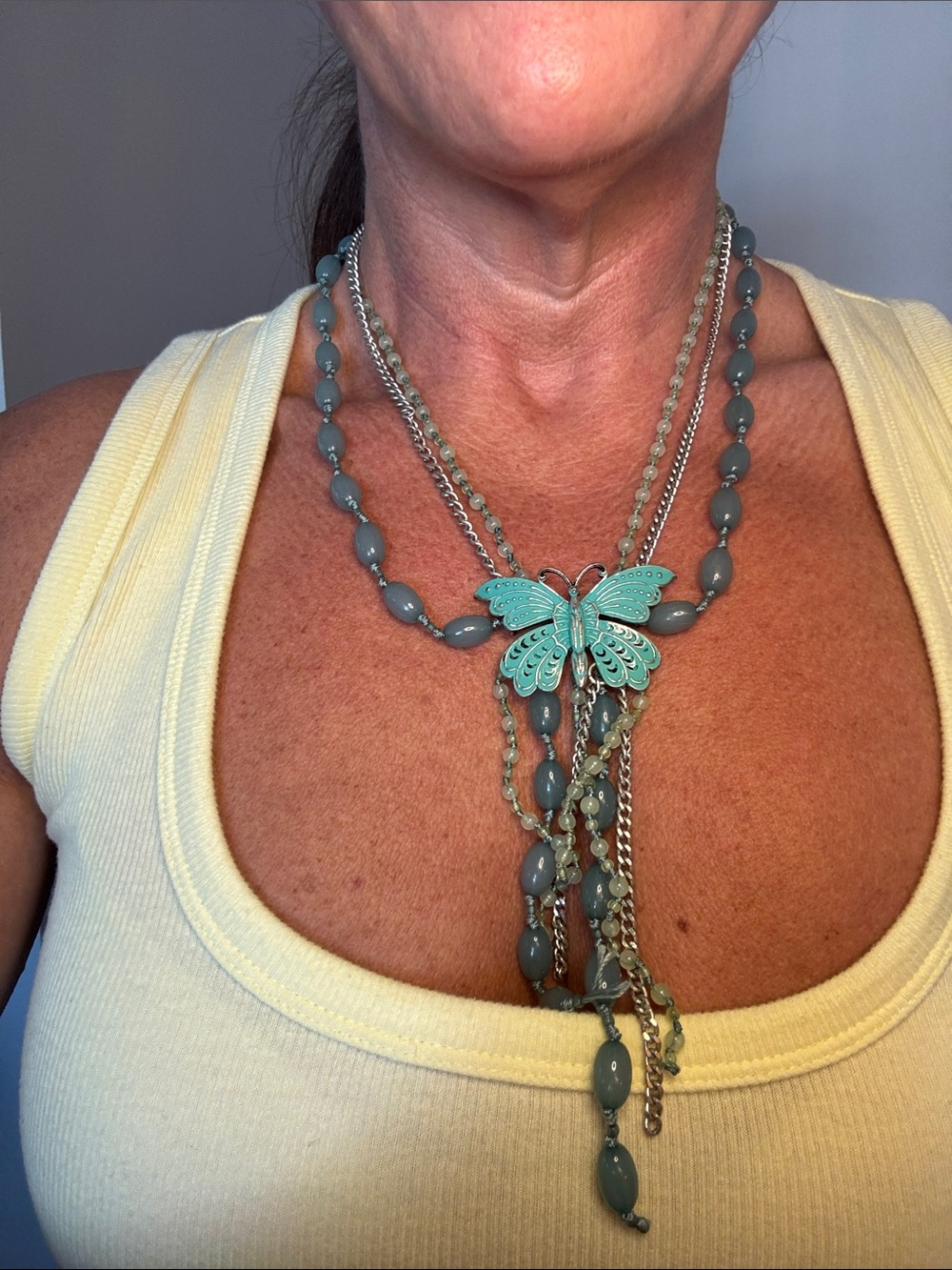 Lucky Brand butterfly beaded necklace